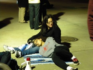 Lorena Gozalez rests after a successful night of mediation
