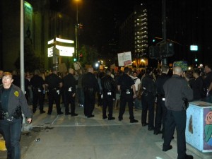 OccupySD confronts police officers across from Plaza